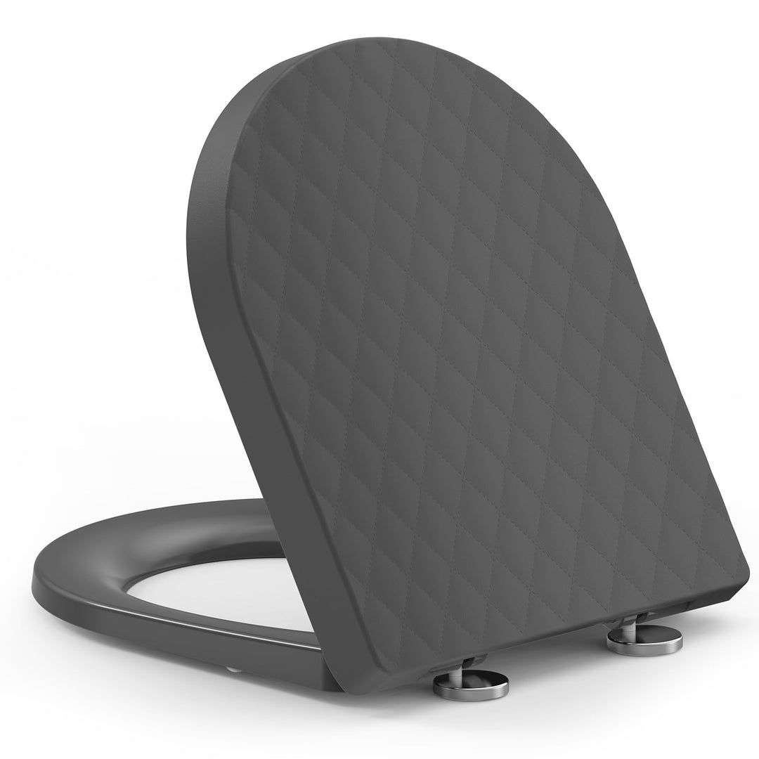 YEAUPE PRO Toilettendeckel mit Absenkautomatik D Form [KURZ] - 43,5×36,2 cm | WC Sitz mit Schnellver