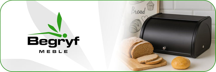 Metall-Brotkasten 36 cm, schwarzer Brotkasten mit Klappdeckel und Edelstahlgriff, kompakte Brotbox f