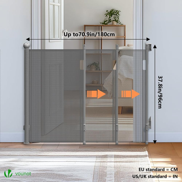 VOUNOT Treppenschutzgitter Türschutzgitter Ausziehbar 0-180CM, Kinderschutzgitter Absperrgitter Baby