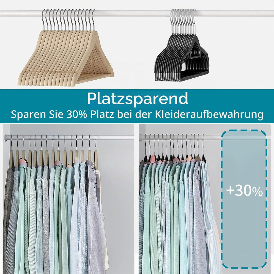 20 Stück Kleiderbügel, Rutschfester Kunststoffbügel, Platzsparender Bügel, 360° Drehbarer Haken, Dic