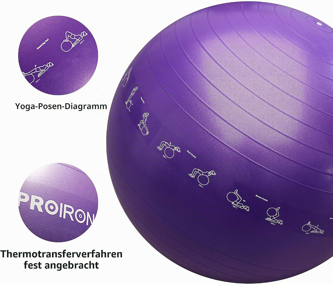 PROIRON Gymnastikball Pezziball Sitzball Trainingsball Fitnessball &amp; Balance für Core-Training mit P