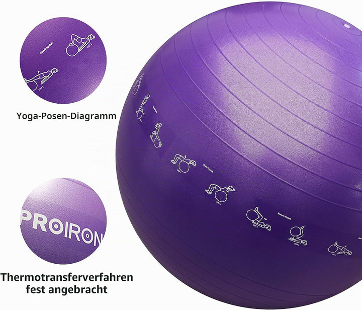 PROIRON Gymnastikball Pezziball Sitzball Trainingsball Fitnessball &amp; Balance für Core-Training mit P