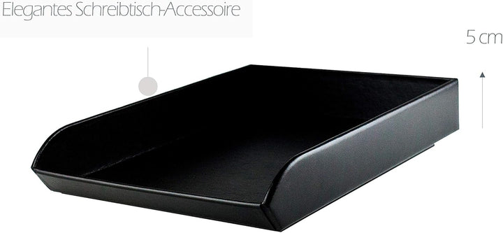 DELMON VARONE - Briefablage DIN A4 aus Premium Leder Boxcalf schwarz, Schreibtisch Organizer als Abl