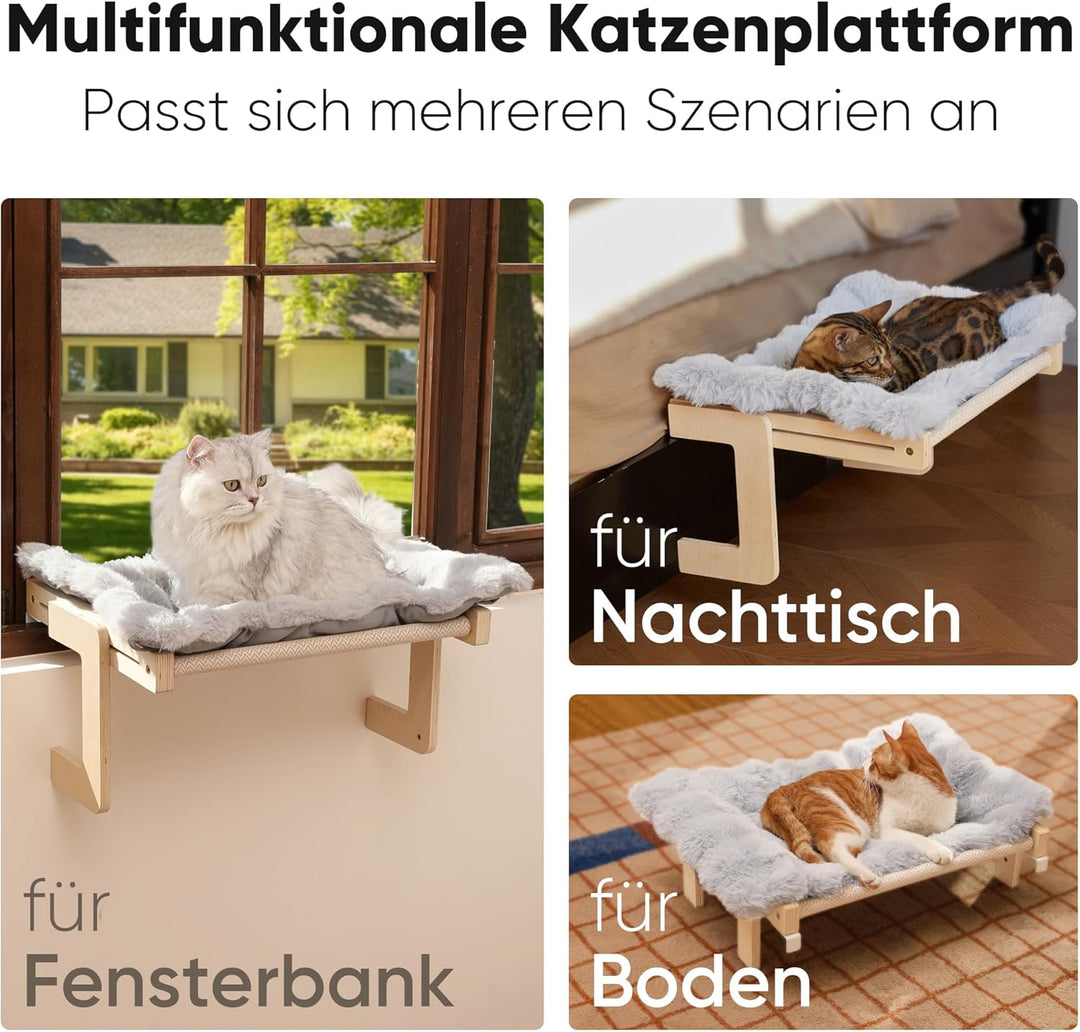 FUKUMARU Katzen Hängematte Fenster Katzenbett Fensterbank für Katzen, Fensterliege mit weichem Kisse
