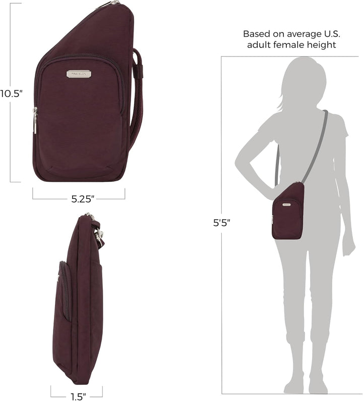 Travelon Unisex Essentials Umhängetasche Compact Crossbody Dunkles Bordeauxrot, Compact Crossbody Du