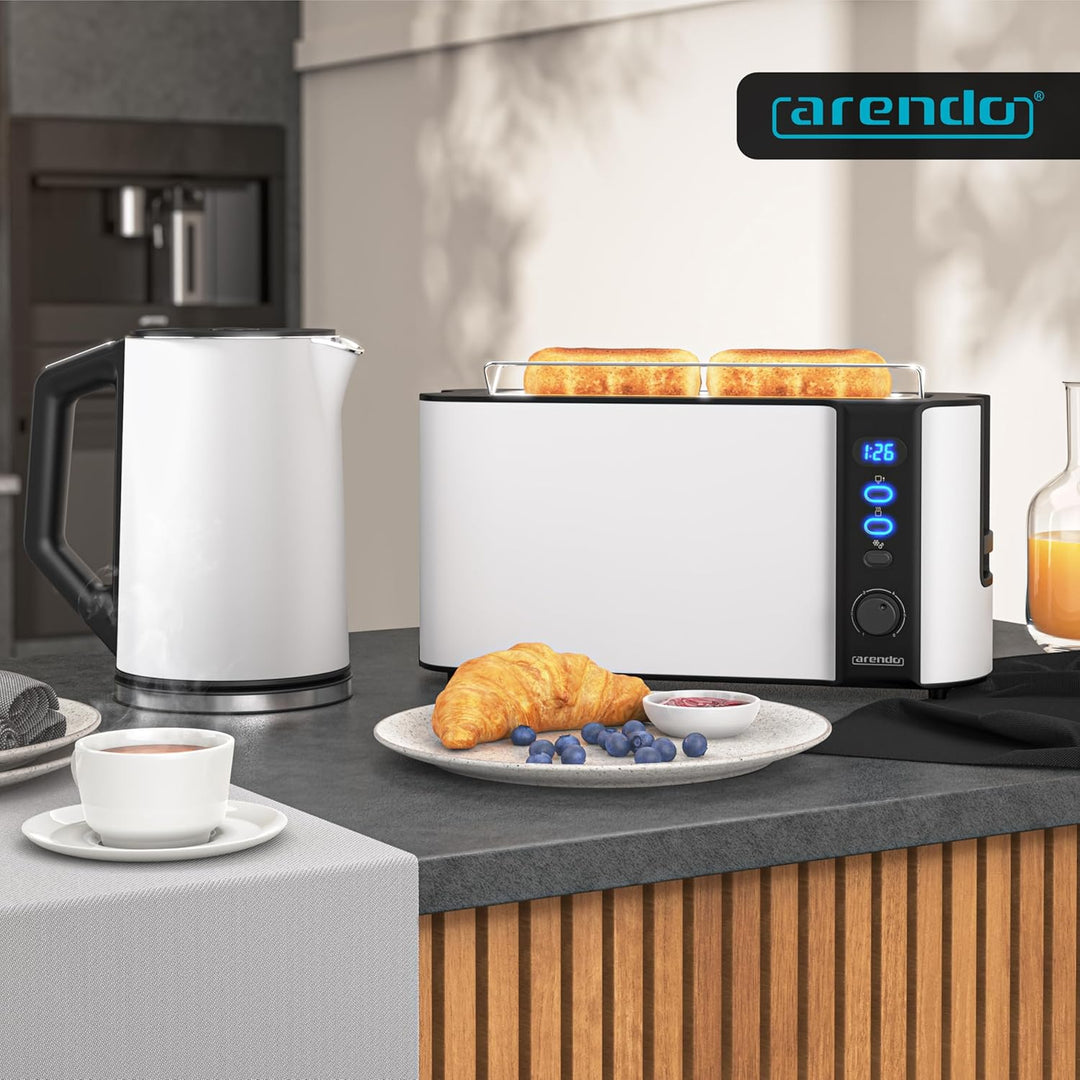 Arendo - Toaster Langschlitz 2 Scheiben - Defrost Funktion - 1000W - Doppelwandgehäuse - Integrierte