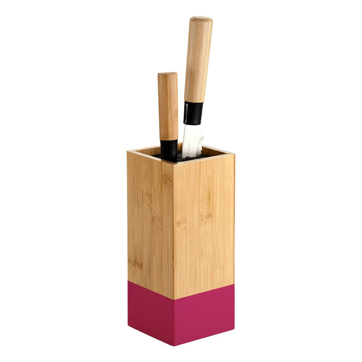 KESPER | Messerblock, Material: Bambus, Kunststoff, Masse: 10 x 10 cm, H: 23 cm, Farbe: Braun, Beere
