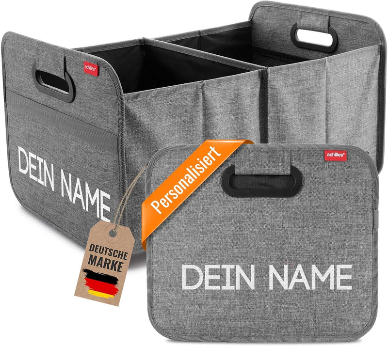 achilles Auto Faltbox mit Name, Kofferraumtasche personalisierbar, Kofferraum-Organizer, Autotasche,