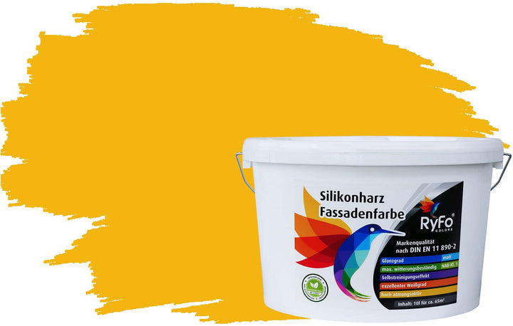 RyFo Colors Silikonharz Fassadenfarbe Lotuseffekt Trend Sonnengelb 10l - bunte Fassadenfarbe, weiter
