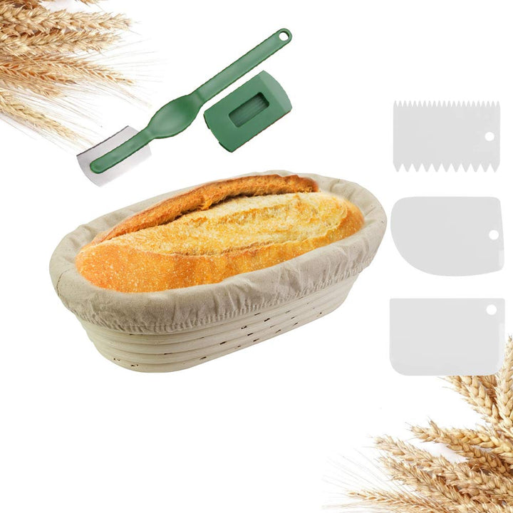 Gärkörbchen Set ø 25cm Gärkörbchen Oval Banneton Gärkorb Handgefertigter Rattan-Korb Brotform Brotko
