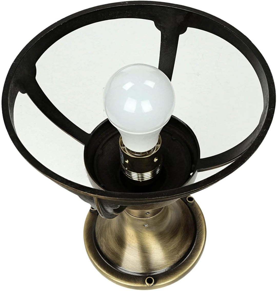 Licht-Erlebnisse Sockellampe Messing echt 100% rostfrei robust Kugel Schirm rund Ø23cm H:38cm Premiu