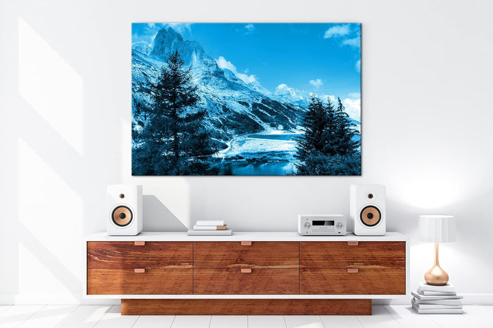 deyoli Berge in Südtirol Format: 60x40 Effekt: Monocrome Blau als Leinwandbild, Motiv fertig gerahmt