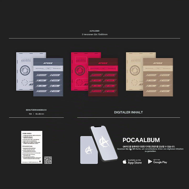 ATEEZ - 11th Mini Album [GOLDEN HOUR : Part.2] (POCAALBUM - DIARY Ver.) Photo Stand + QR Card + Imag