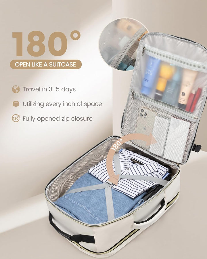 LOVEVOOK Handgepäck Rucksack Flugzeug, 40L Gross Reiserucksack Damen Kofferrucksack, Wasserdicht Rei