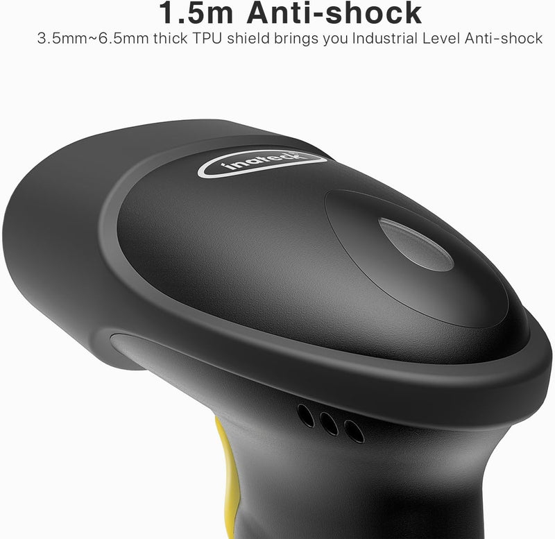 Inateck Barcode Scanner 2D Bluetooth, Wireless QR Code Scanner, 2D Imager mit 2000 mAh Akku, 1 Ladun