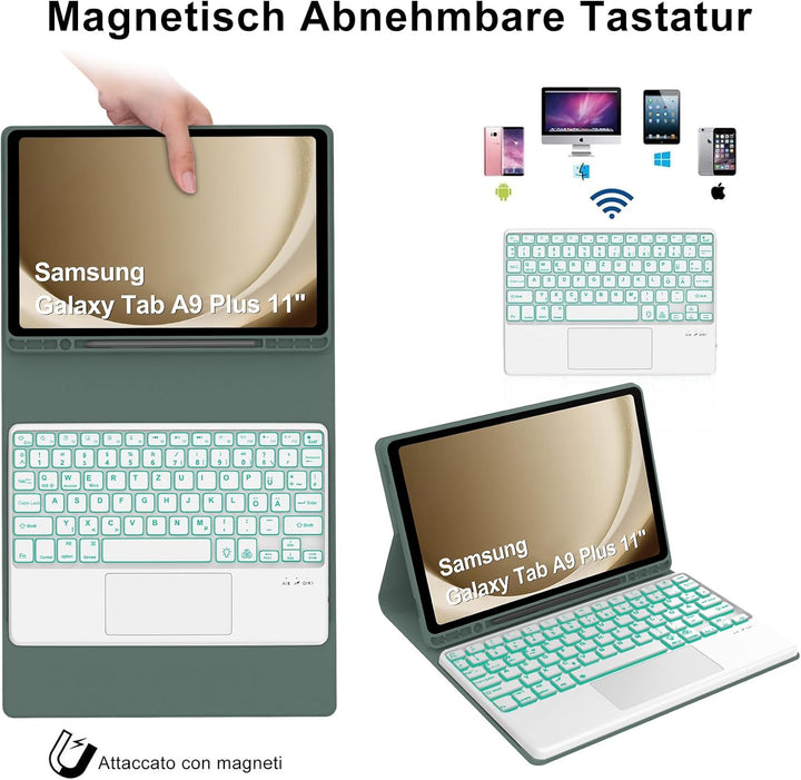 Tastatur für Samsung Galaxy Tab A9 Plus 11" con Touchpad, Hülle mit Tastatur für Samsung Tab a9+ 202
