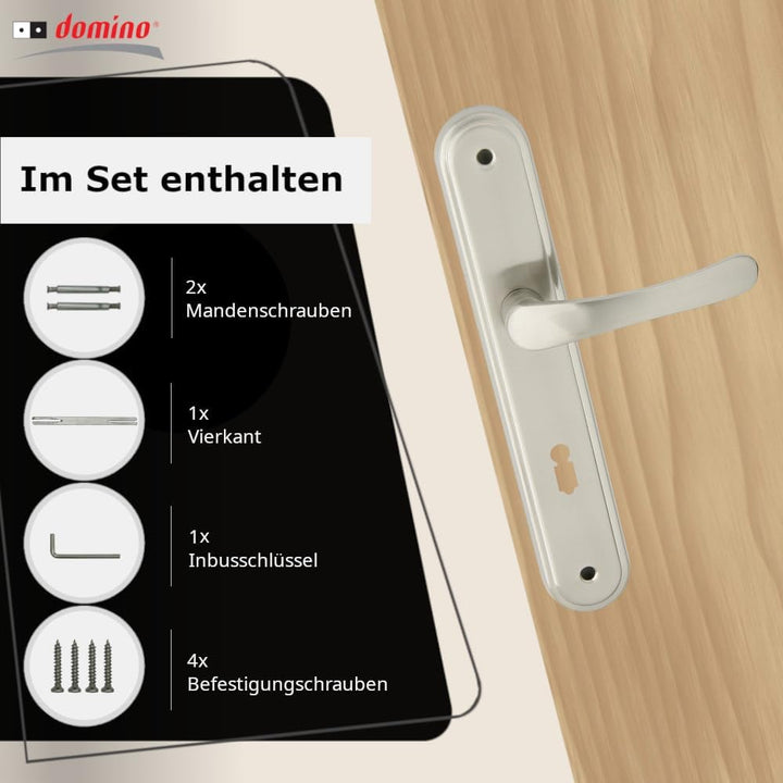 domino Türgriff 72 Drückergarnitur BB-Buntbart Set Langschildgarnitur Türklinke für Zimmertür, Kelle