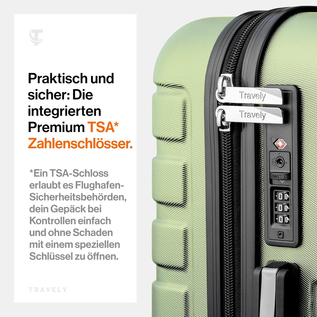 Travely Premium Koffer Set: 28", 24" & Handgepäck Koffer in einem Set. Mehr als 250L Volumen zusamme