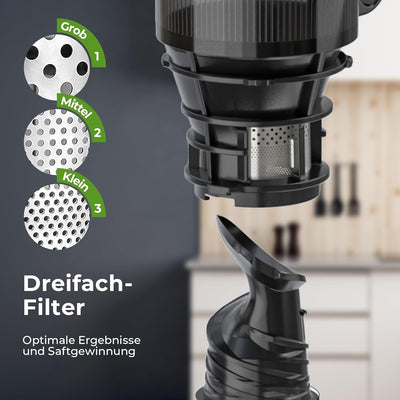 Balter Entsafter Slow Juicer, Grosse 135MM Öffnung, 300 Watt, Entsafter für Gemüse und Obst, Früchte