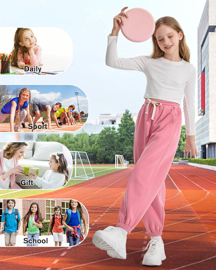 Rolanko Jogging Hose für Mädchen, Baumwoll Fleece Sport Joggers Trainingsanzug mit Mehreren Taschen