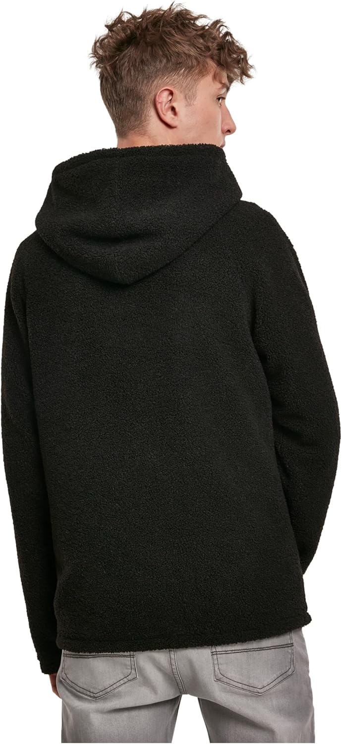 Urban Classics Herren Hooded Sherpa Zip Jacket S Schwarz, S Schwarz