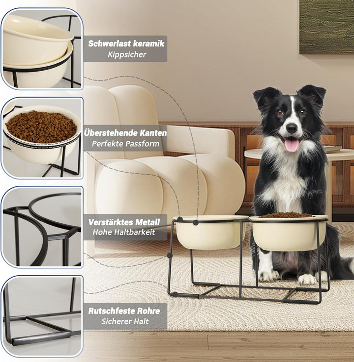 Hunde Napfset Erhöht Hundenapf Keramik - Grosse Hundenäpfe mit Rutschfestem Ständer - Fressnapf Hund