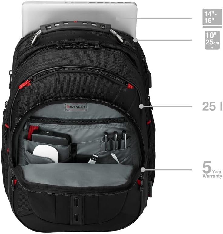 WENGER Pegasus Deluxe Laptop-Rucksack, Notebook 14 bis 16 Zoll, Tablet bis 10 Zoll, 25 l, Damen Herr