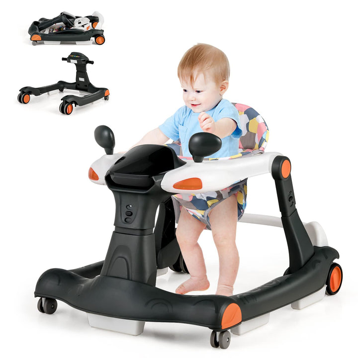 DREAMADE 2 in 1 Lauflernhilfe mit Musik & Licht, Baby Walker Höhenverstellbar & Klappbar, Lauflernwa