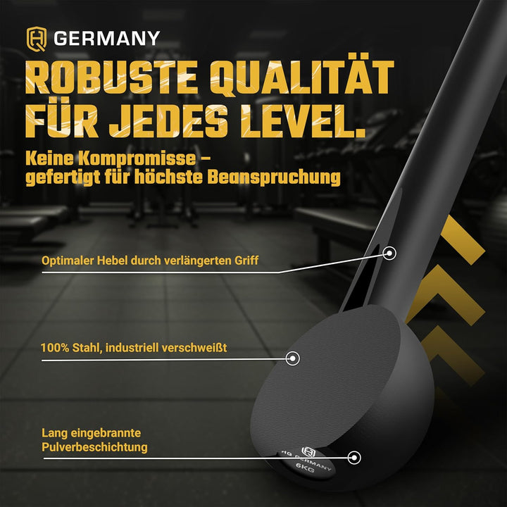HQ Germany® Macebell [2-10kg] - 100% Stahl, ±200g Gewichtstoleranz - Pulverbeschichtete Mace Bell, G