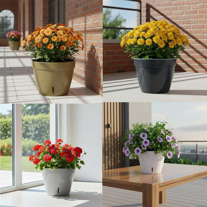Santino ASTI 3er Set 34CM Selbstwässernder Blumentopf mit Wasserstandsanzeiger für Anlagen, Blumen,
