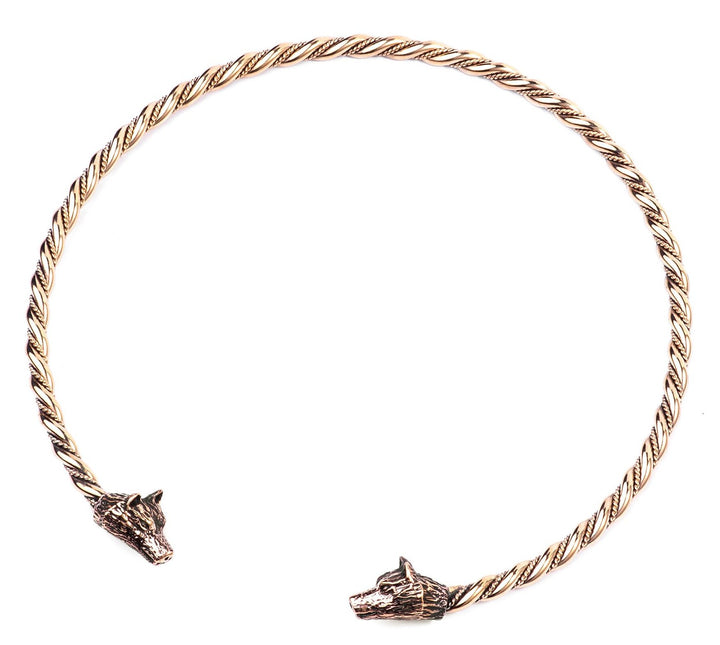 Windalf Männer Torques WULF Ø 14.5 cm Halsschmuck Odins Wölfe Handarbeit aus hochwertiger Bronze