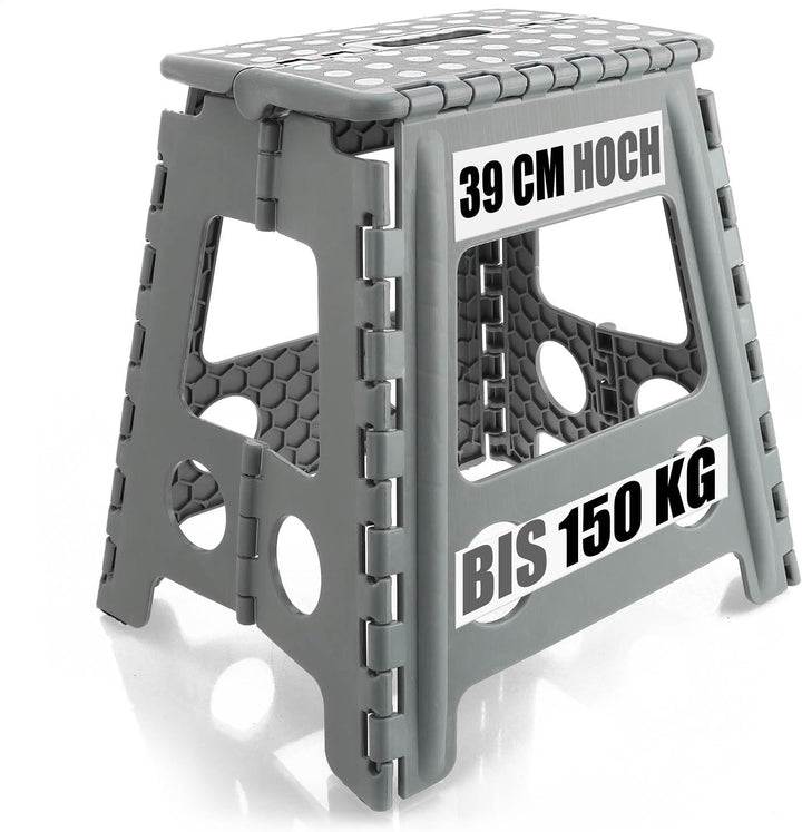 com-four® Klapptritt mit Gumminoppen XXL - Faltbarer Tritthocker - tragbare Aufstiegshilfe für Haush
