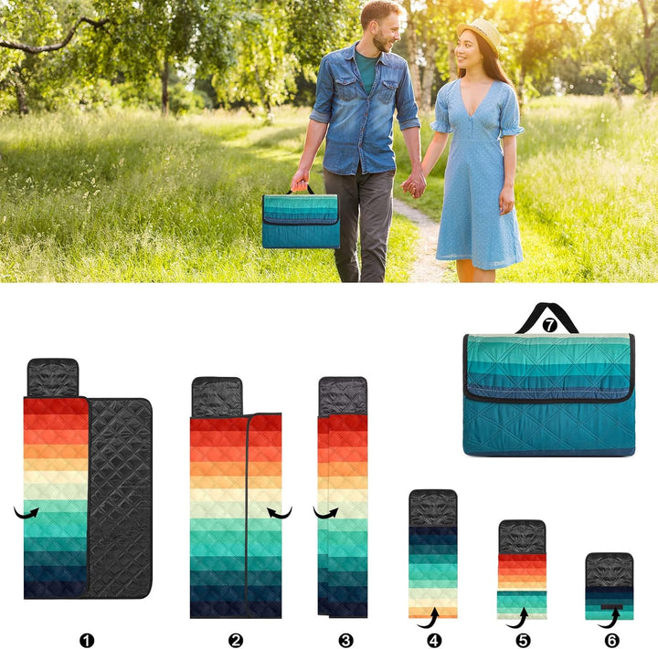 Jopee Picknickdecke Wasserdicht Sandfrei, 200x200cm Waschbar Stranddecke Sandfrei für 4-6 Personeni