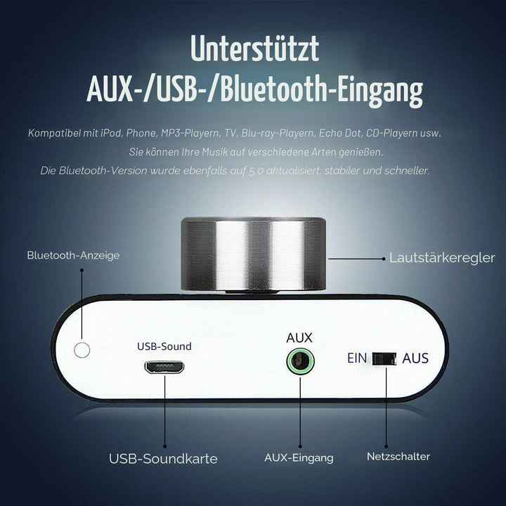 Nobsound Mini Bluetooth 5.0 Digital Power Amplifier HiFi Stereo Verstärker 2.0 Kanal 50W×2 Endstufe