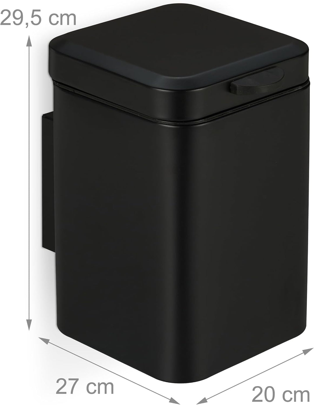 Relaxdays Kosmetikeimer Wandmontage, 6 Liter, Absenkautomatik, Inneneimer, Metall, eckiger Badezimme