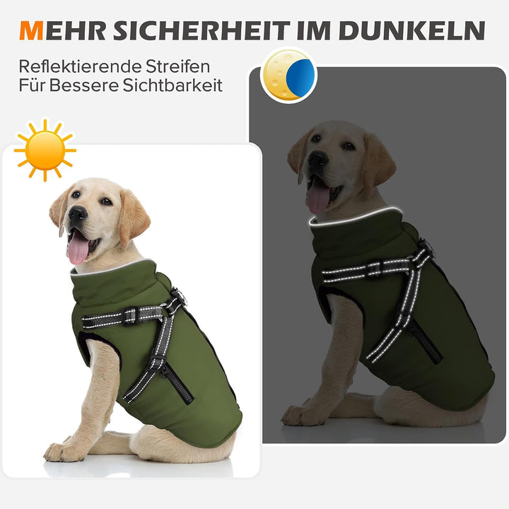 Hundemantel Hundejacke Wintermantel für Grosse Hunde, Hundemantel Winter mit Geschirr, Hunde Winterm