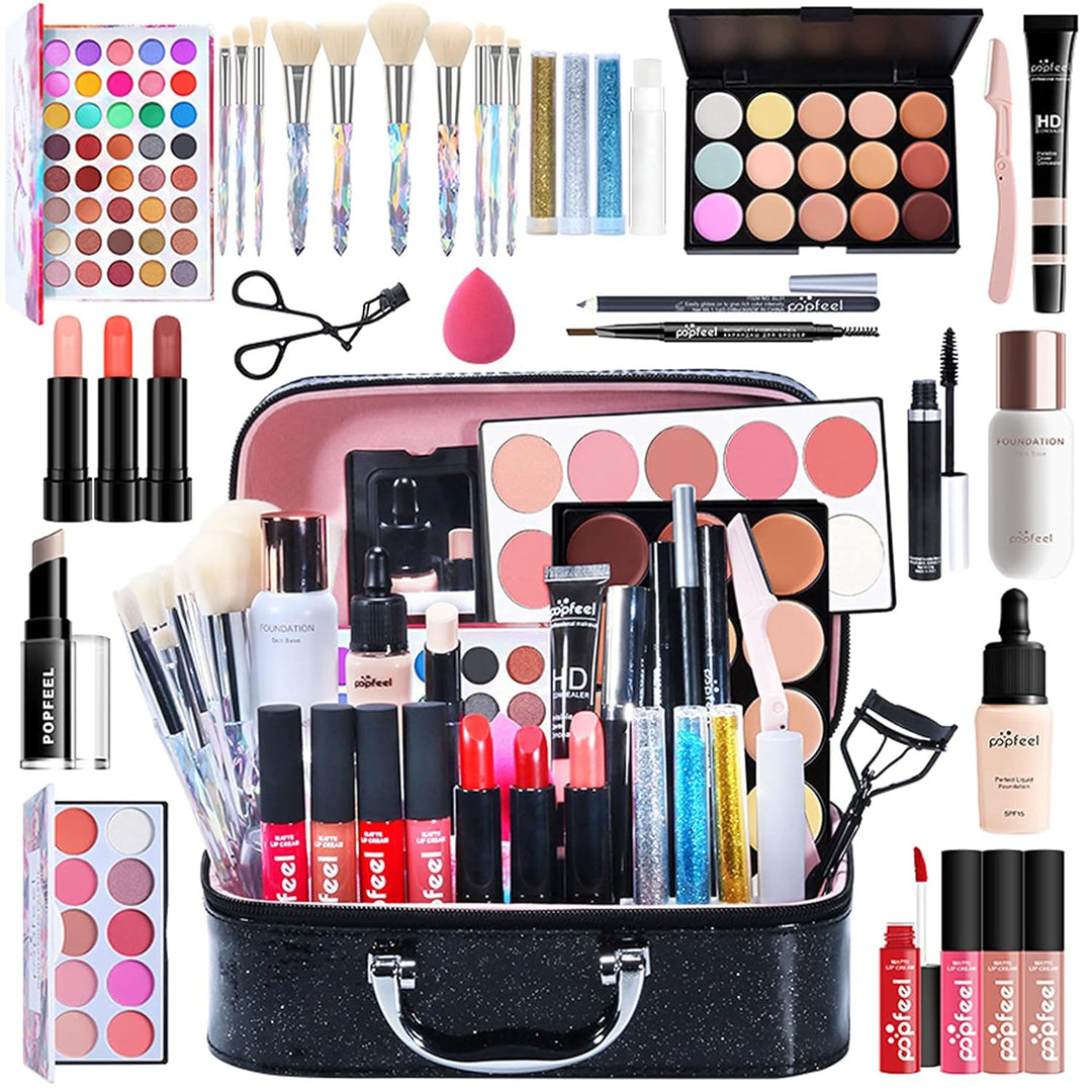 Professionelles Make-up Sets, MKNZOME 34St Schminke Starter Kit mit Schminktasche Tragbare Reise Mak