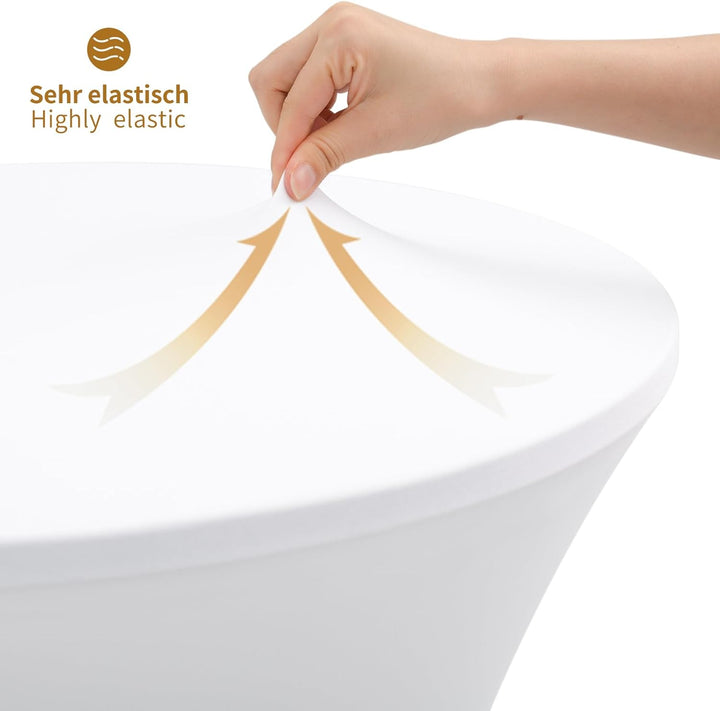 Showgeous 10er-Set Stretch Stehtisch Husse für Bistrotisch Ø 60-65 cm,Hussen Stehtische Weiss 60 cm,