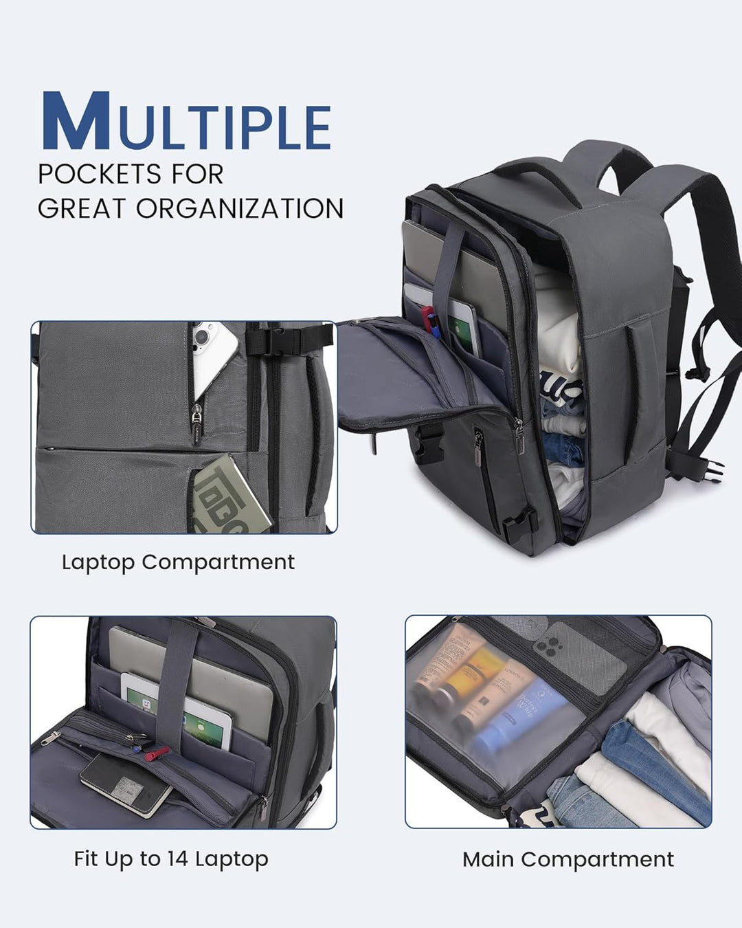 LOVEVOOK Ryanair Handgepäck Rucksack 40x20x25, Reiserucksack Flugzeug Damen Herren, Carry On Luggage