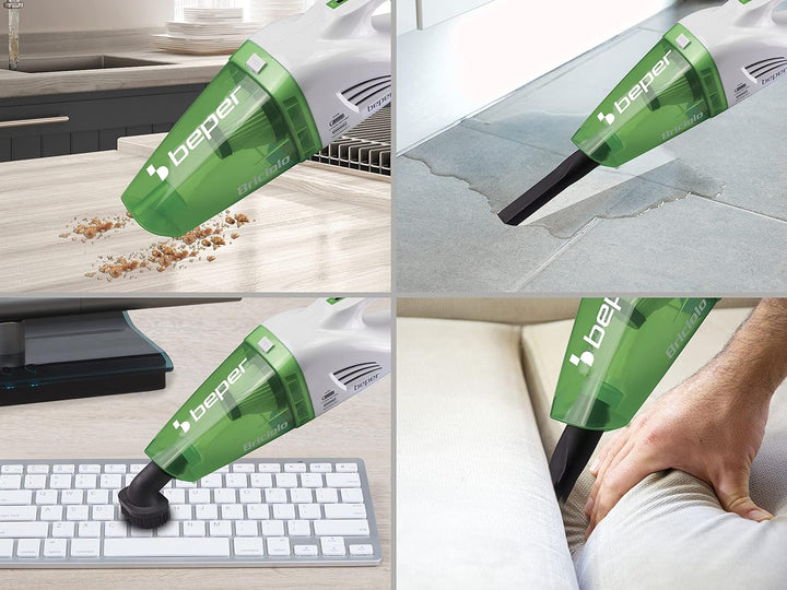 BEPER 50.401 Kleiner und Praktischer-Handstaubsauger Akku Beutellos mit Hepa-Filter für Maschine ode