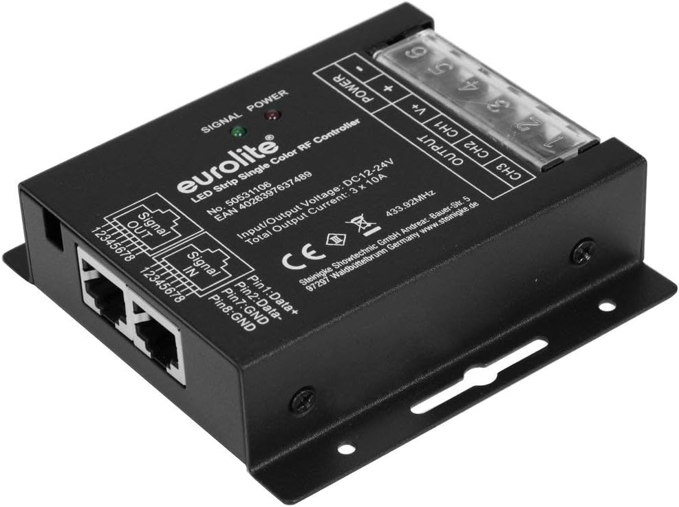 EUROLITE LED Strip Single Color RF Controller | 3-Kanal-LED-Controller mit Funk-Fernbedienung für 3