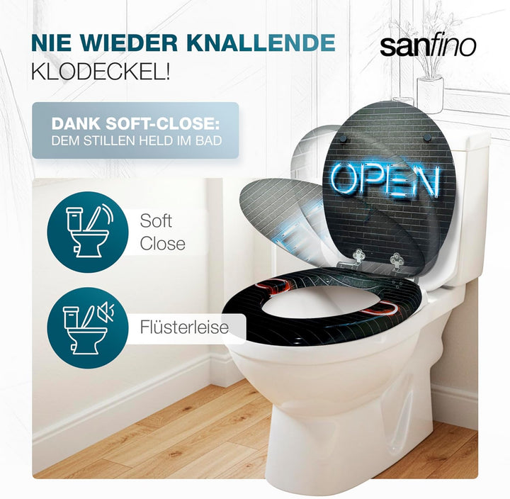 Premium WC Sitz mit Absenkautomatik – hochwertige Toilettendeckel aus Holz, viele bunte Motive, hohe