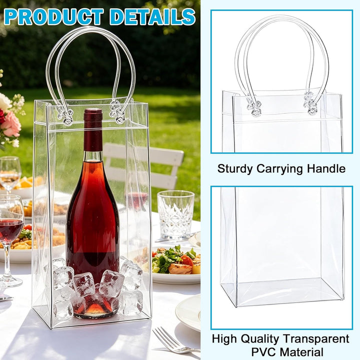 15 Stück Flaschenkühler Ice Bag: 10*25*10cm Transparent Sektkühler, PVC Eisbeutel Flaschenkühler, ,