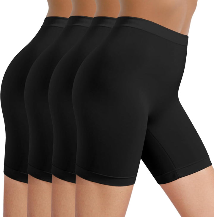 TIICHOO Radlerhose Damen Kurze Unter Kleid Anti Scheuer Sommer Leggings Kurz 4er Pack S 4 Schwarz, S