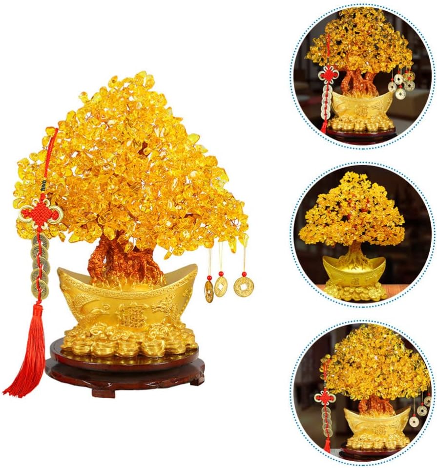 BESPORTBLE Chinesische Geldbaum Bonsai Glücksbaum Deko Feng Shui Baum Kristallbaum Chinesische Neuja