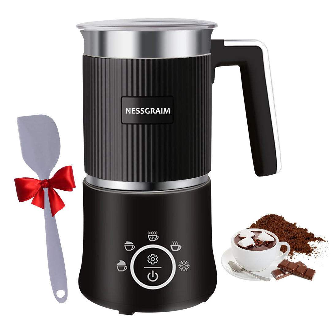 Milchaufschäumer Elektrisch 5-in-1, Milchschäumer Spülmaschinenfest mit Kakao Funktion für heisser S
