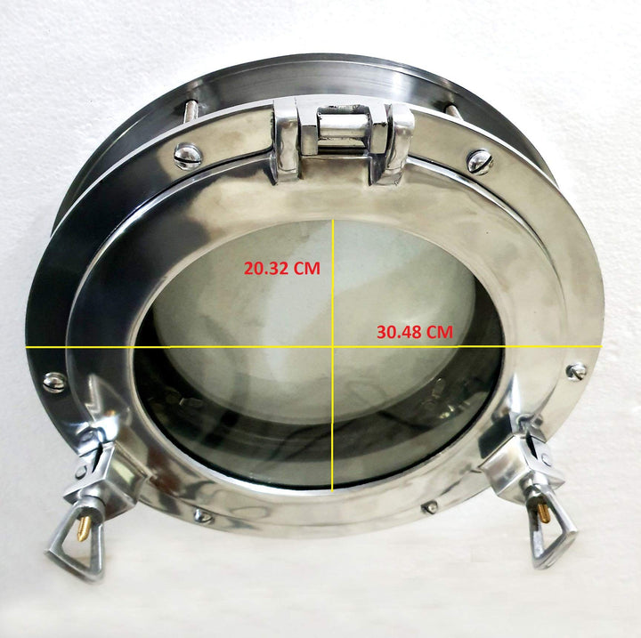 Marine Nautical Store Bullauge aus Glas, 30,5 cm, glänzend, silberfarben