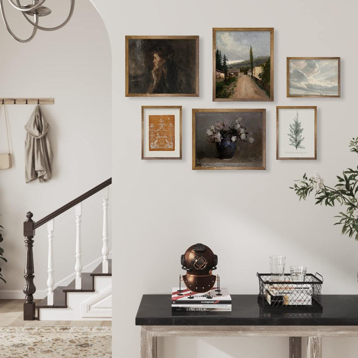 Vintage Farmhouse Wanddekoration – Blumenporträt, neutrale Wandkunst für Boho, französische Landküch