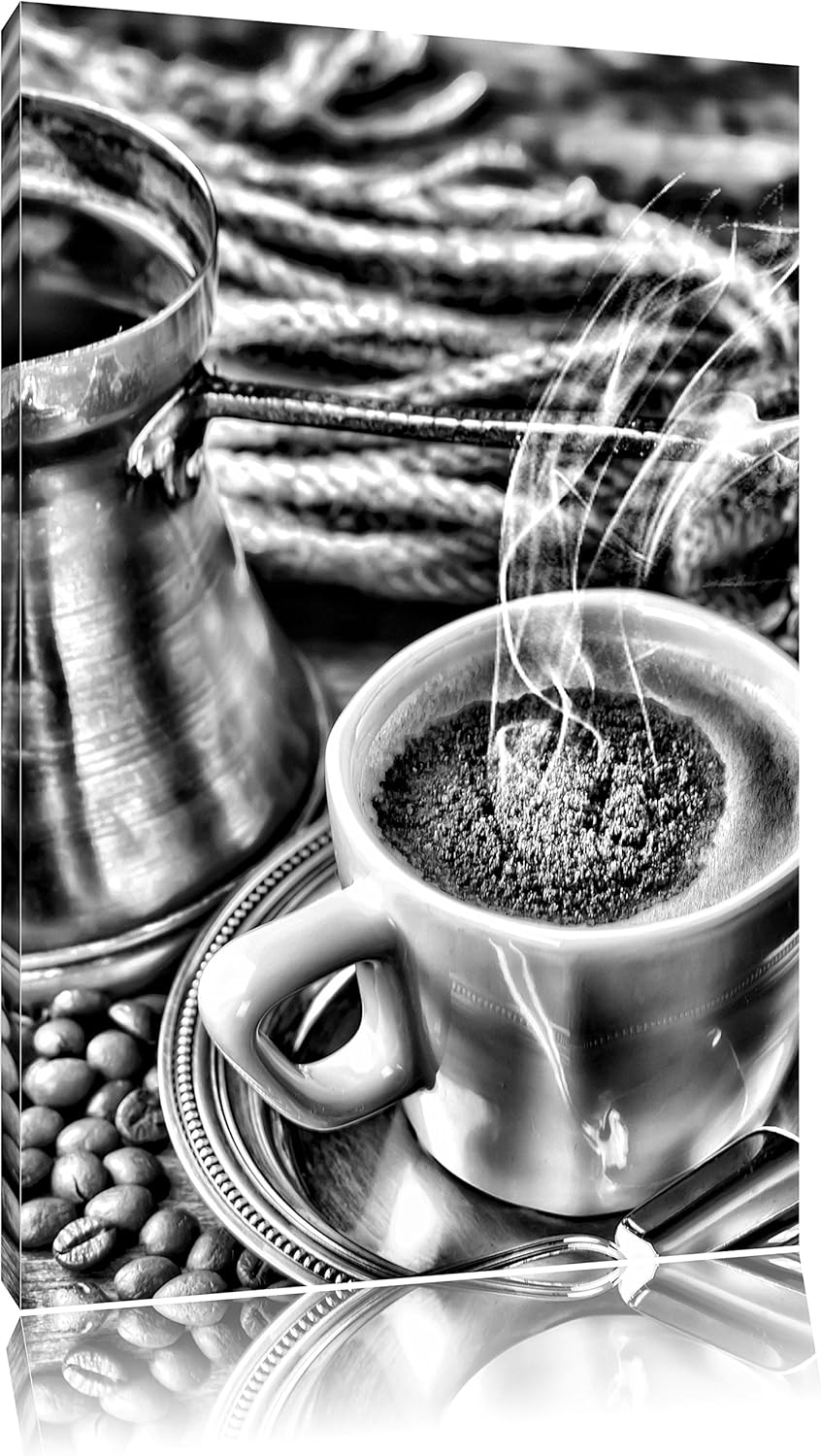 Pixxprint Kaffe Kaffeetasse Kaffee/Format: 100x70cm / Leinwandbild fertig bespannt Wandbild Kunstdru