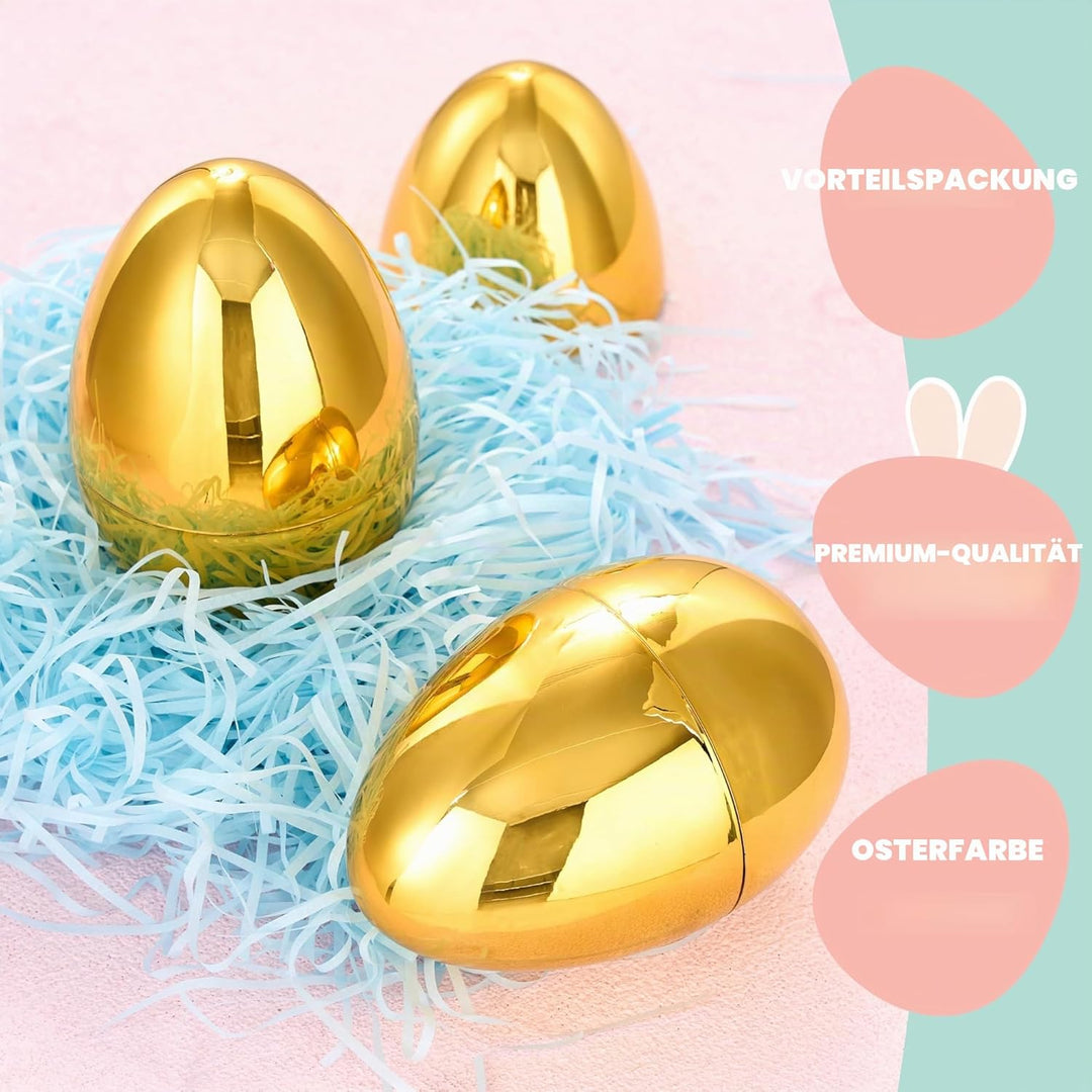 JOYIN 12 Stück riesige goldene Eier 15,2cm grosse metallische Plastik-Ostereier befüllbare Leere Übe